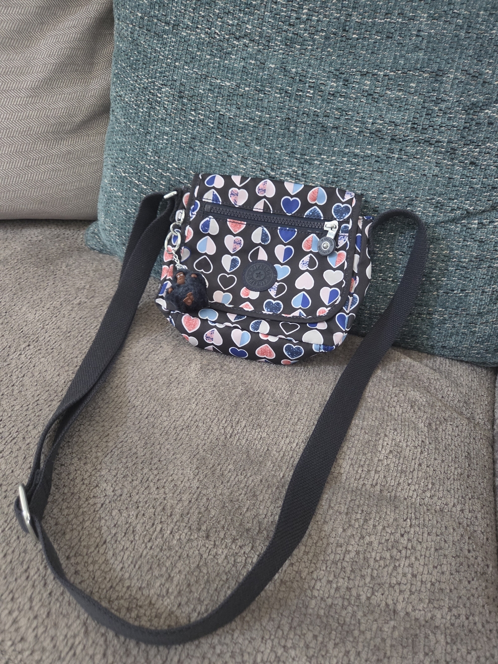 Kipling Heart Print Crossbody Bag - Navy Multi